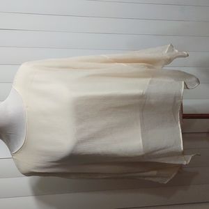 Eskandar cream silk double layered boat neck top